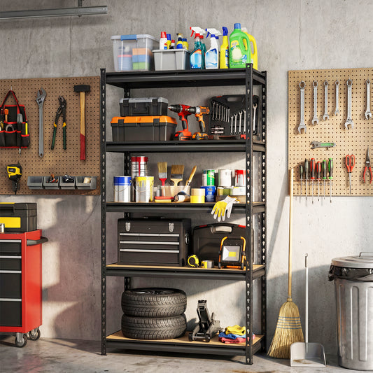 5-Tier Garage Shelving Unit, 2200 LBS Heavy Duty Metal Storage, Black Garages Black at Gallery Canada