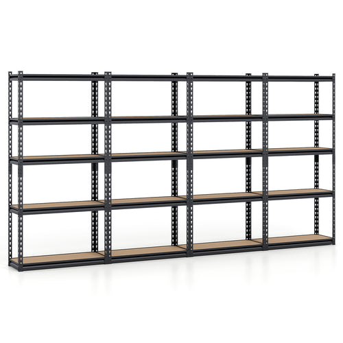 5-Tier Garage Shelving Unit, 2200 Lbs Heavy Duty, Set Of 4, Black