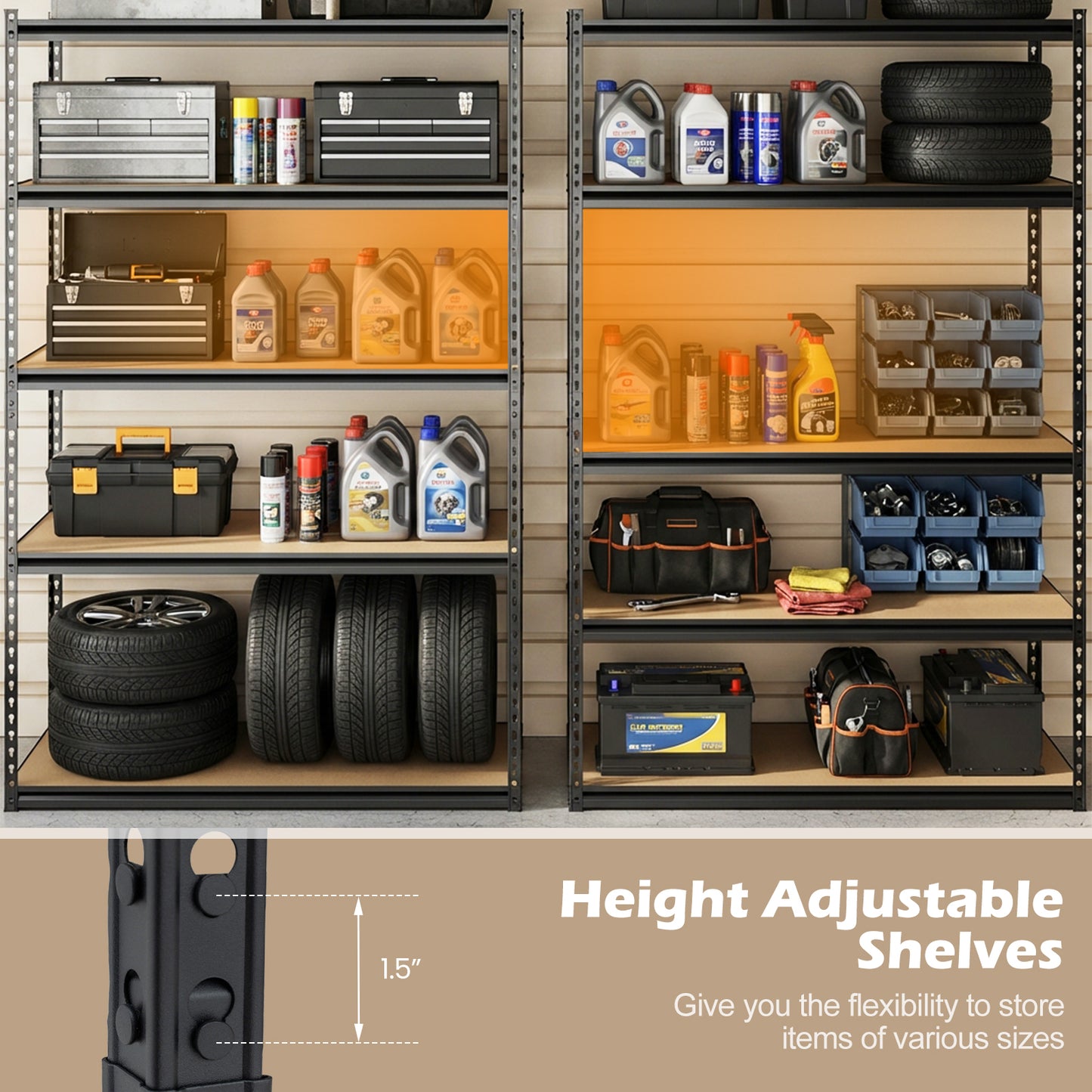 5-Tier Garage Shelving Unit, 2200 LBS Heavy Duty, Adjustable Utility Rack, Set of 3 Garages at Gallery Canada