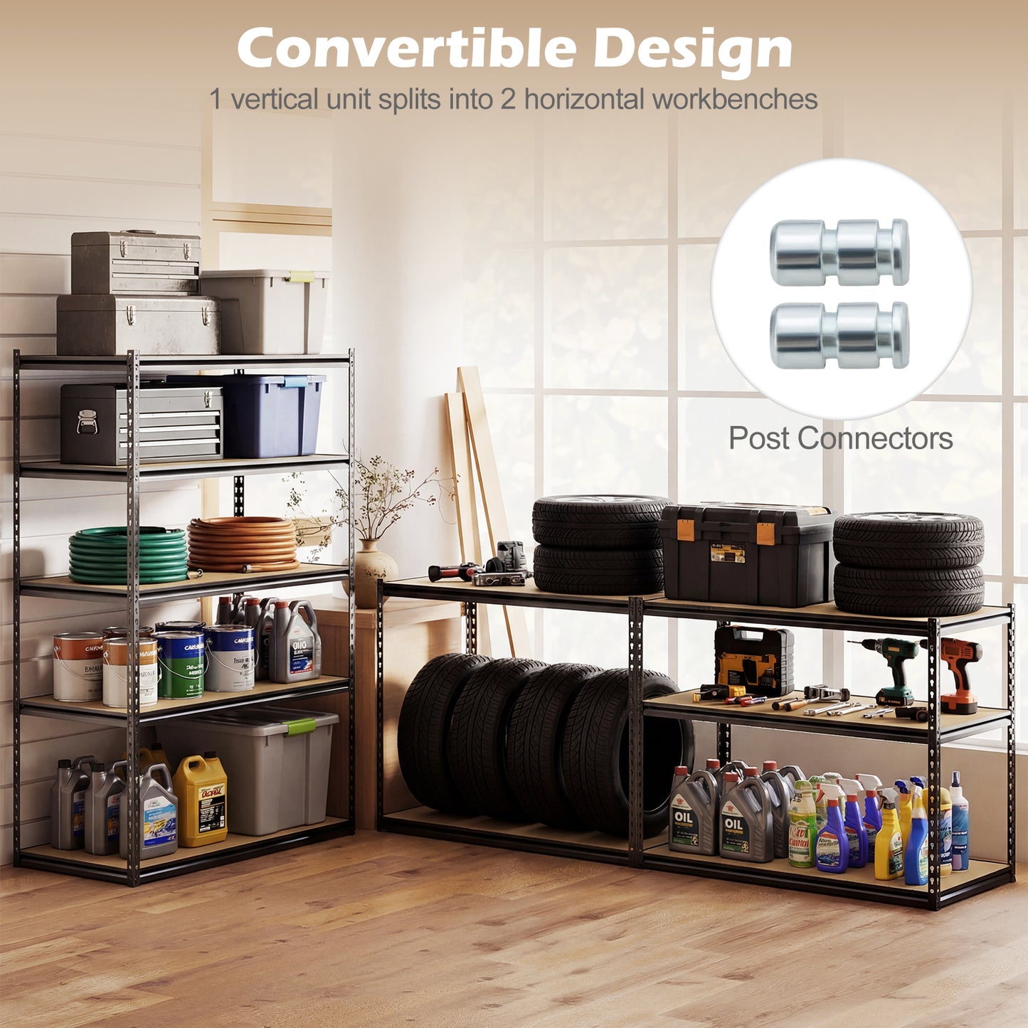 5-Tier Garage Shelving Unit, 2200 LBS Heavy Duty, Adjustable Utility Rack, Set of 3 Garages at Gallery Canada