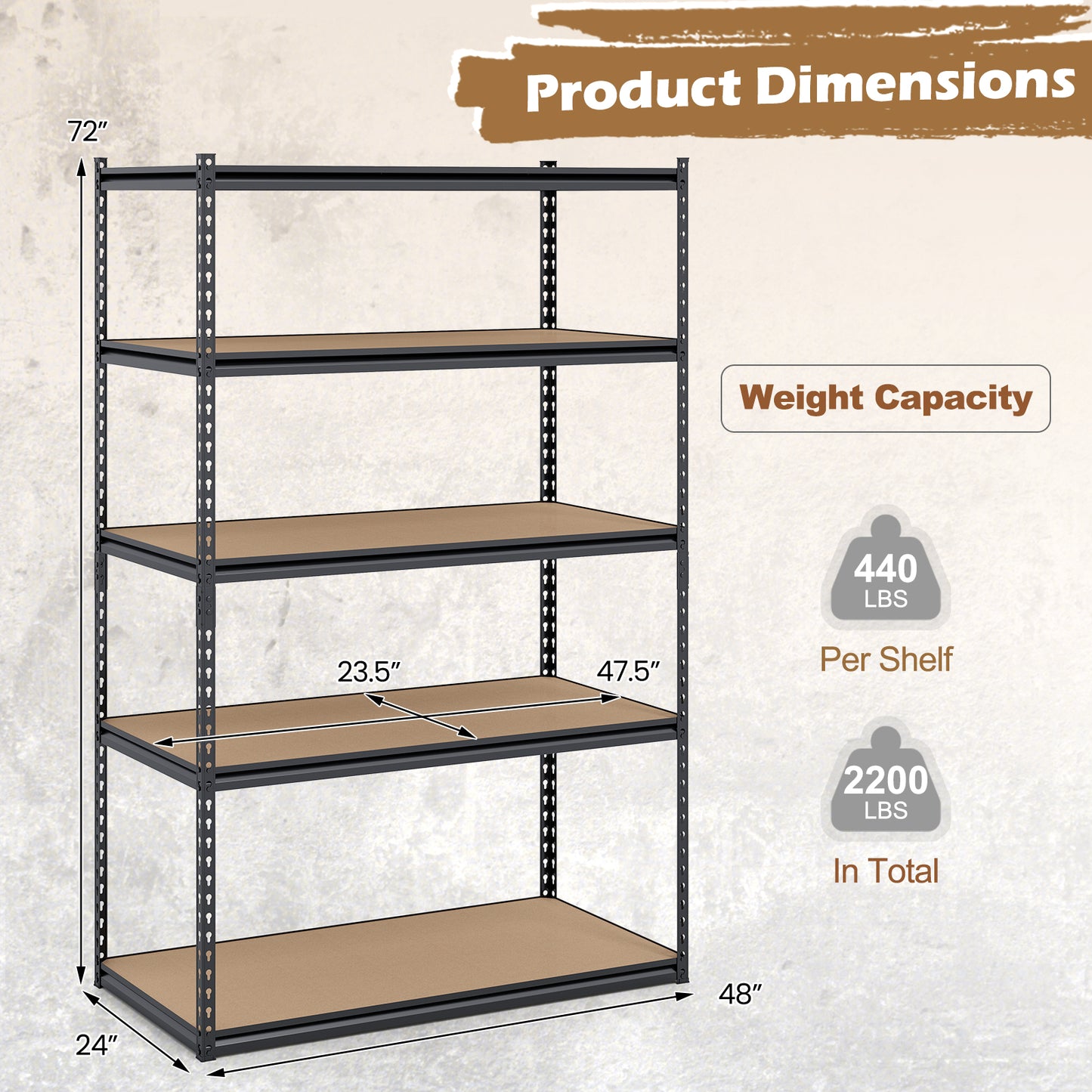 5-Tier Garage Shelving, 2200 LBS Heavy Duty Adjustable Utility Rack Garages at Gallery Canada