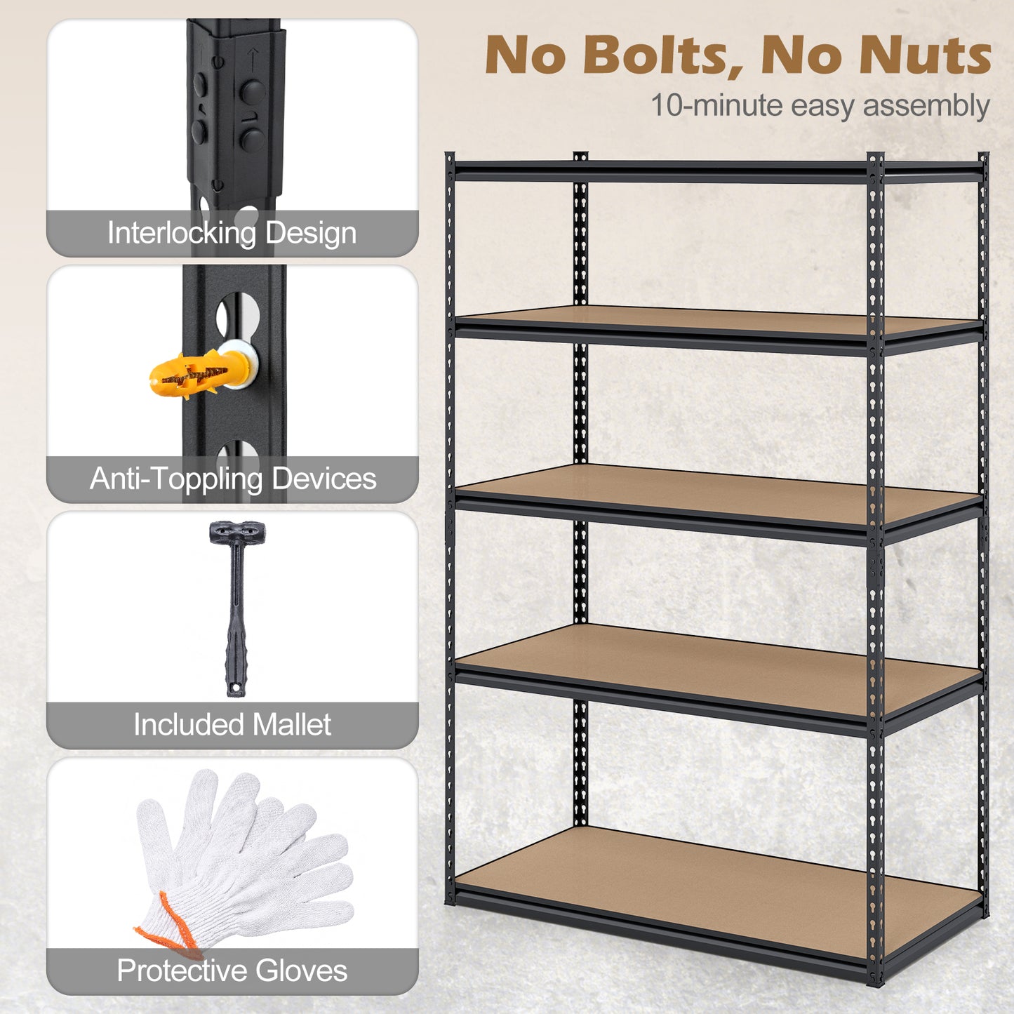 5-Tier Garage Shelving, 2200 LBS Heavy Duty Adjustable Utility Rack Garages at Gallery Canada