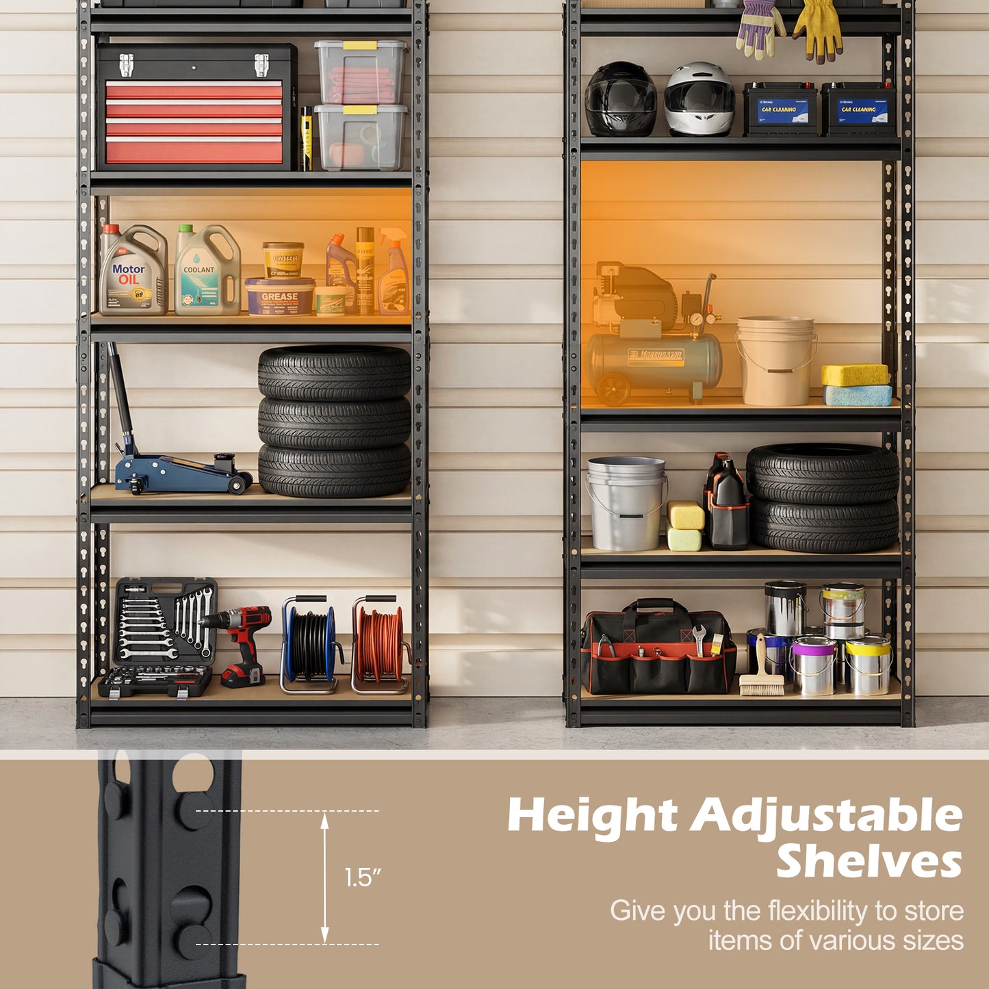 5-Tier Garage Shelving Unit, 2200 LBS, Adjustable Metal Storage Rack, Set of 2 Garages at Gallery Canada