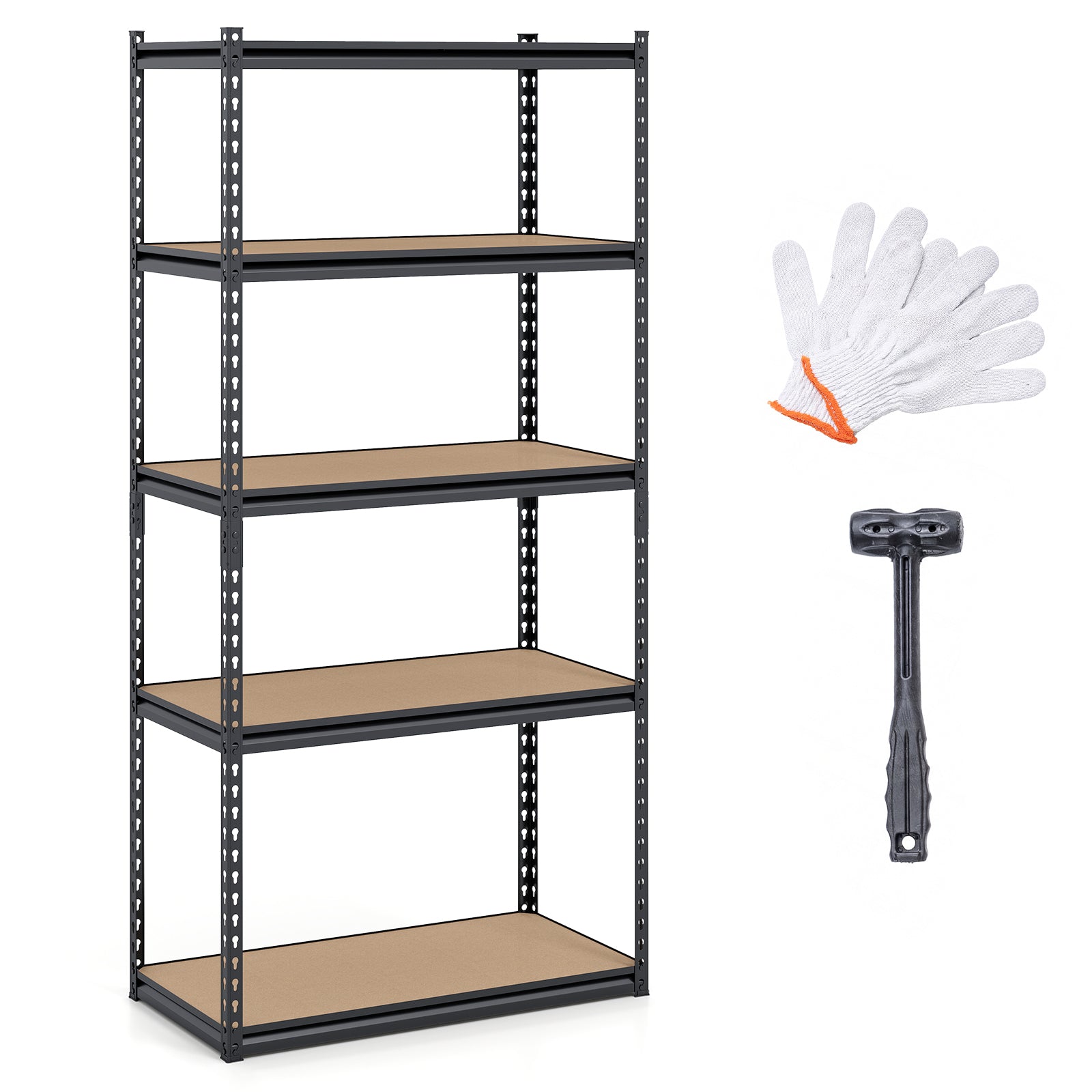 5-Tier Garage Shelving, 2200 LBS Metal Storage, Adjustable Utility Rack Garages Black at Gallery Canada