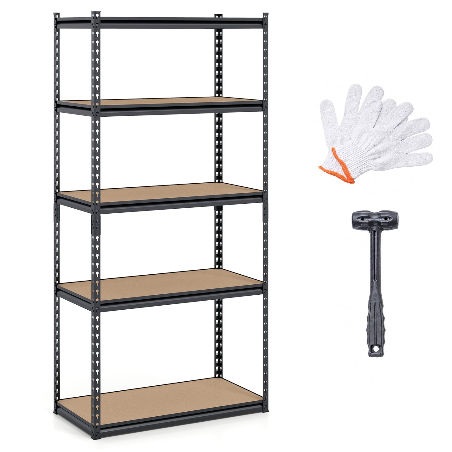 5-Tier Garage Shelving, 2200 LBS Metal Storage, Adjustable Utility Rack Garages Black at Gallery Canada