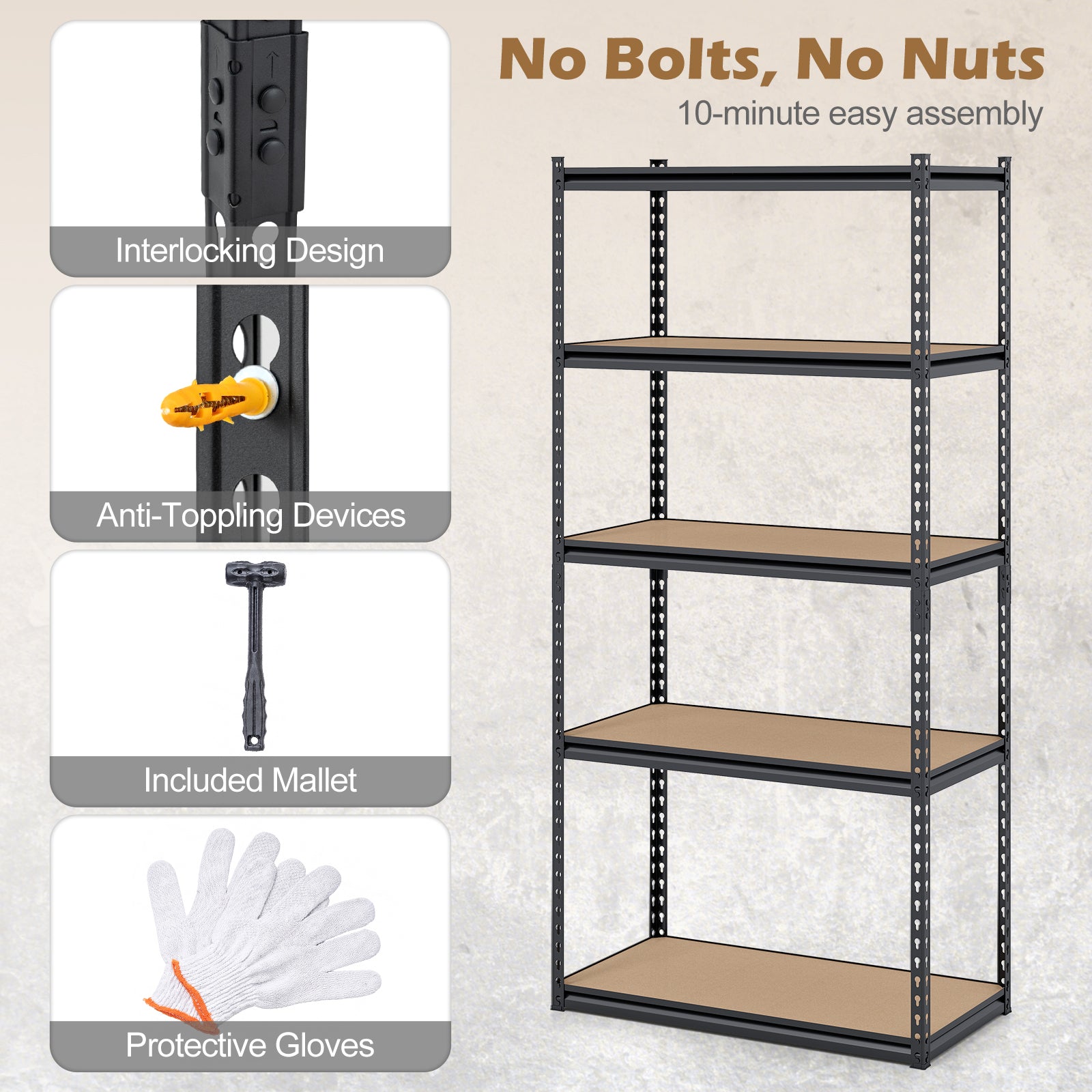 5-Tier Garage Shelving, 2200 LBS Metal Storage, Adjustable Utility Rack Garages at Gallery Canada