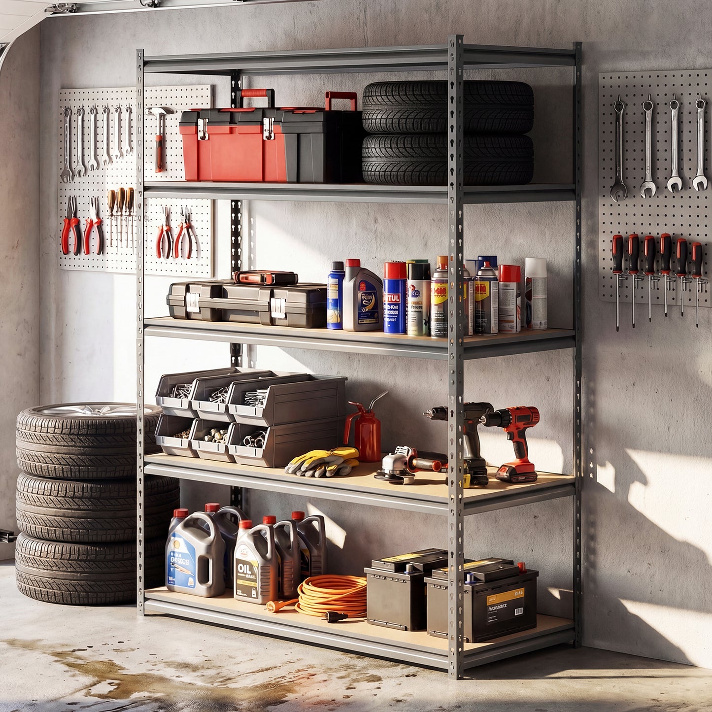5-Tier Garage Shelving, 2200 Lbs Metal Storage Rack, Adjustable Utility Shelf Garages at Gallery Canada