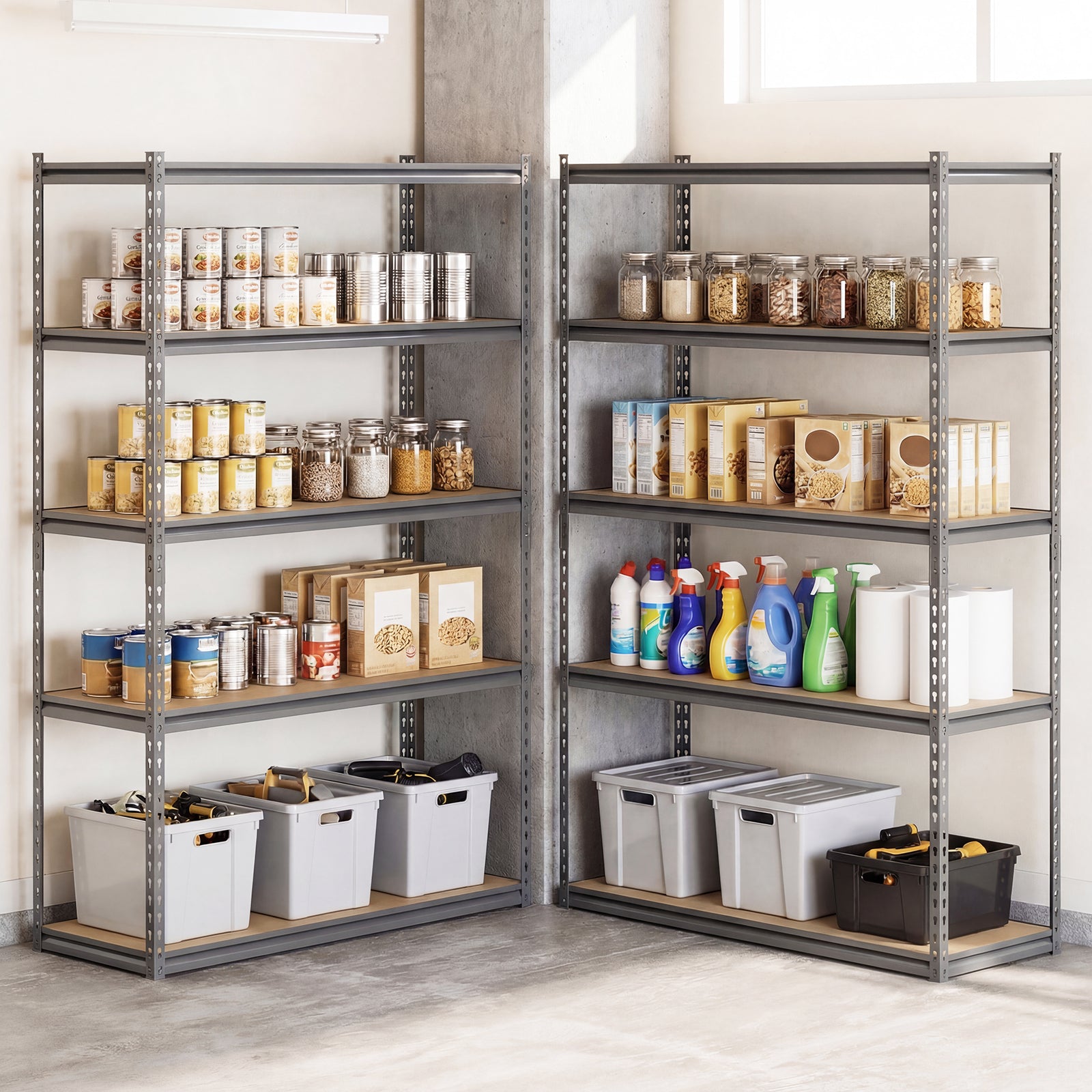 5-Tier Garage Shelving, 2200 Lbs Metal Storage Rack, Adjustable Utility Shelf Garages at Gallery Canada