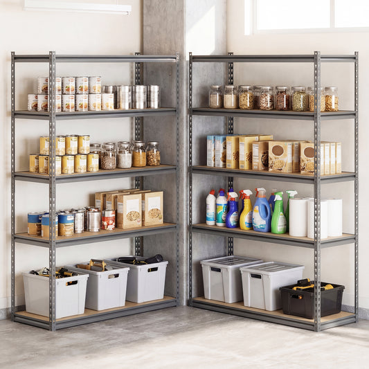 5-Tier Garage Shelving, 2200 Lbs Metal Storage Rack, Adjustable Utility Shelf Garages Gray at Gallery Canada