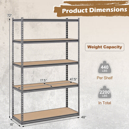 5-Tier Garage Shelving, 2200 Lbs Metal Storage Rack, Adjustable Utility Shelf Garages at Gallery Canada