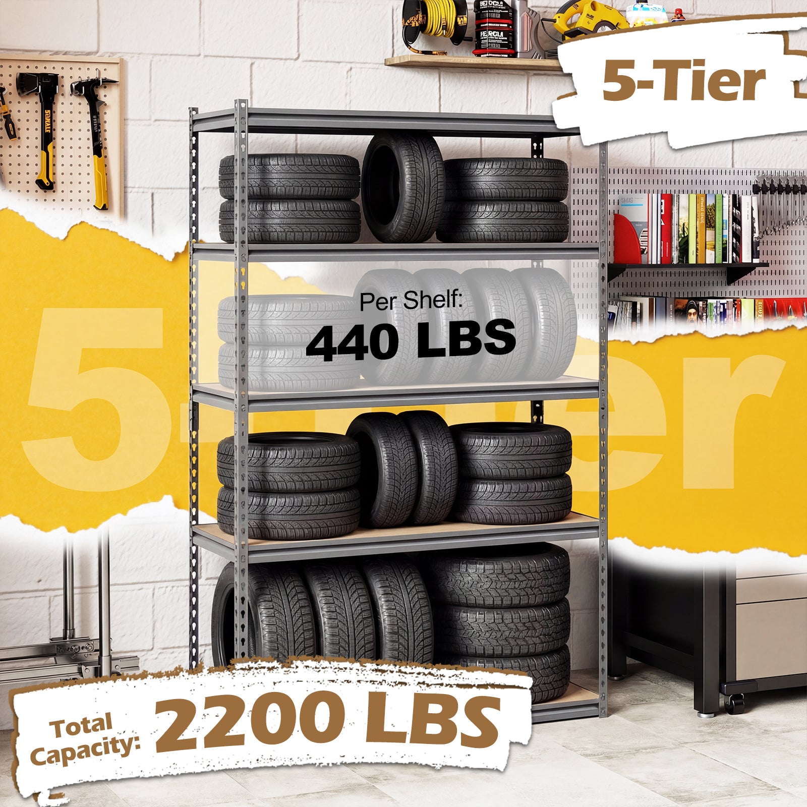 5-Tier Garage Shelving, 2200 LBS Metal Storage Rack Garages at Gallery Canada