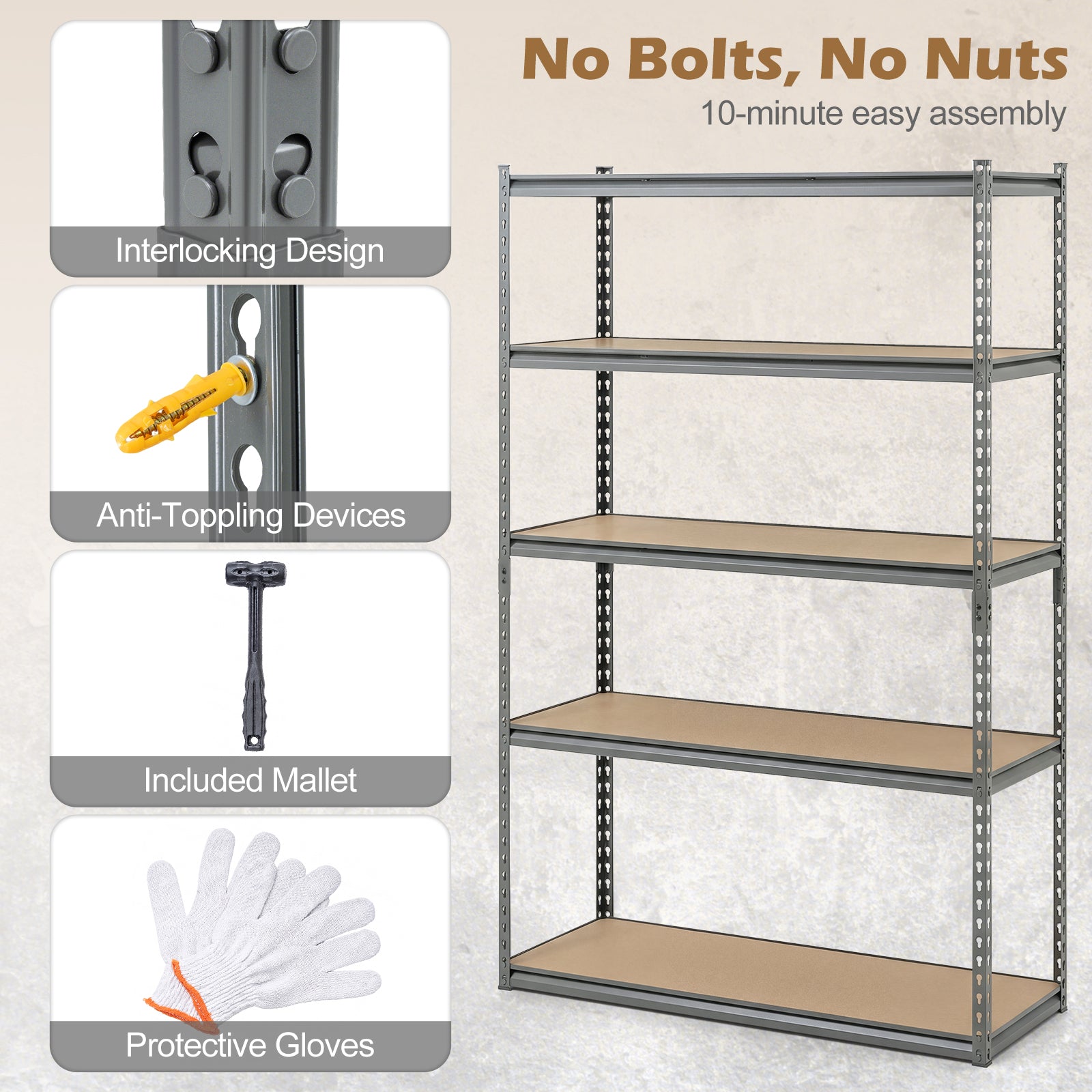 5-Tier Garage Shelving, 2200 LBS Metal Storage Rack Garages at Gallery Canada