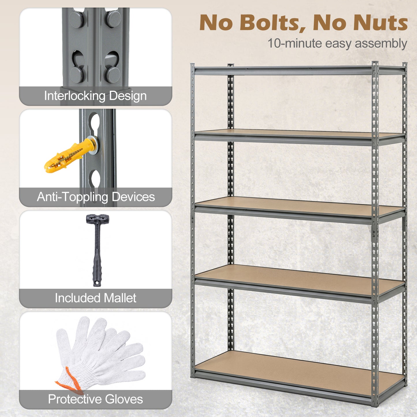 5-Tier Garage Shelving, 2200 LBS Metal Storage Rack Garages at Gallery Canada