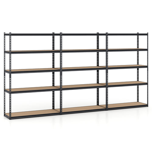 5-Tier Garage Shelving Unit, 3-Pack, Black