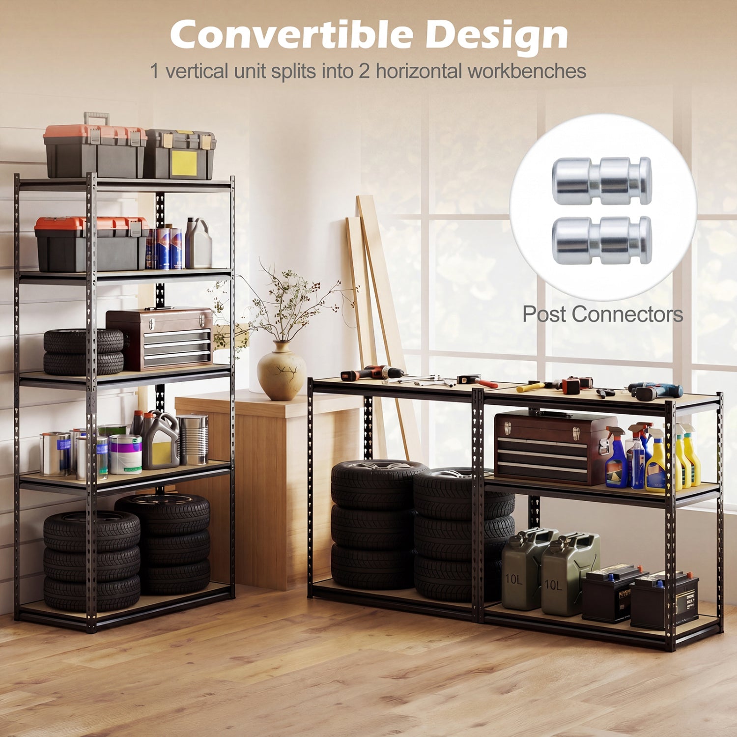 5-Tier Garage Shelving Unit, 2200 LBS, Adjustable Metal Storage Rack, Set of 2 Garages at Gallery Canada