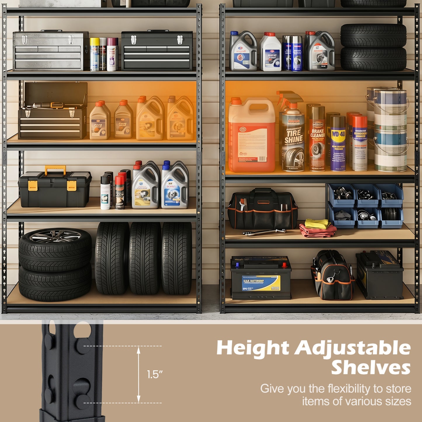 5-Tier Garage Shelving Unit, Set Of 2, Black Garages at Gallery Canada