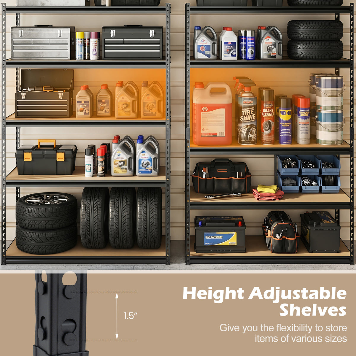 5-Tier Garage Shelving Unit, 3-Pack, Black Garages at Gallery Canada