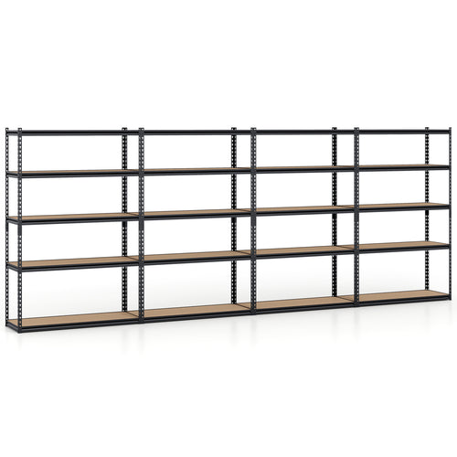 5-Tier Garage Shelving Unit, Set Of 4, Black