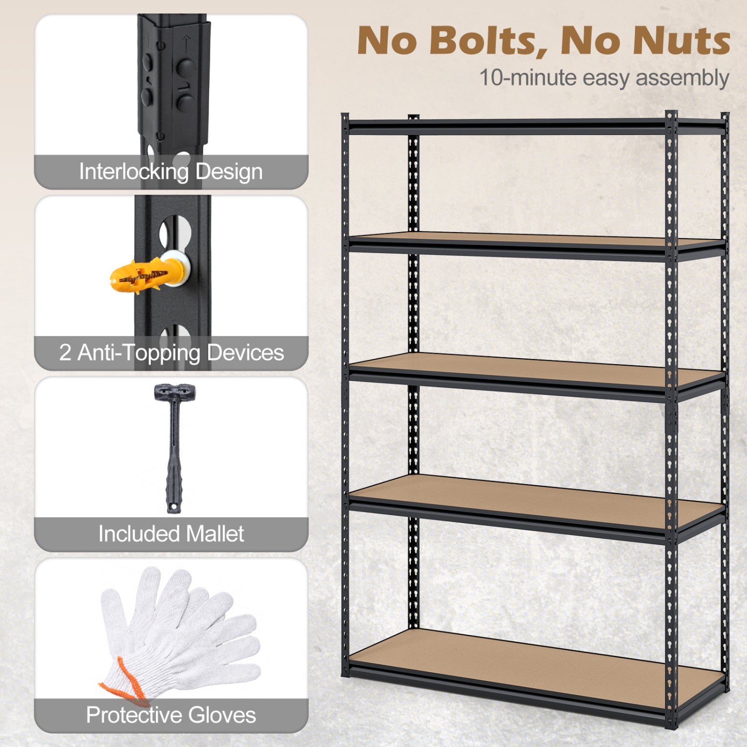 5-Tier Garage Shelving Unit, Set Of 4, Black Garages at Gallery Canada