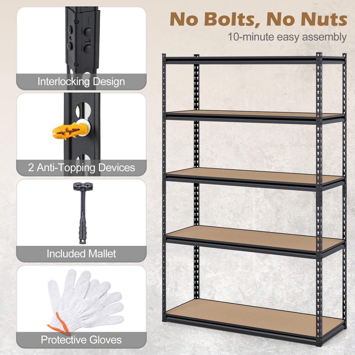 5-Tier Garage Shelving Unit, Set Of 4, Black Garages at Gallery Canada