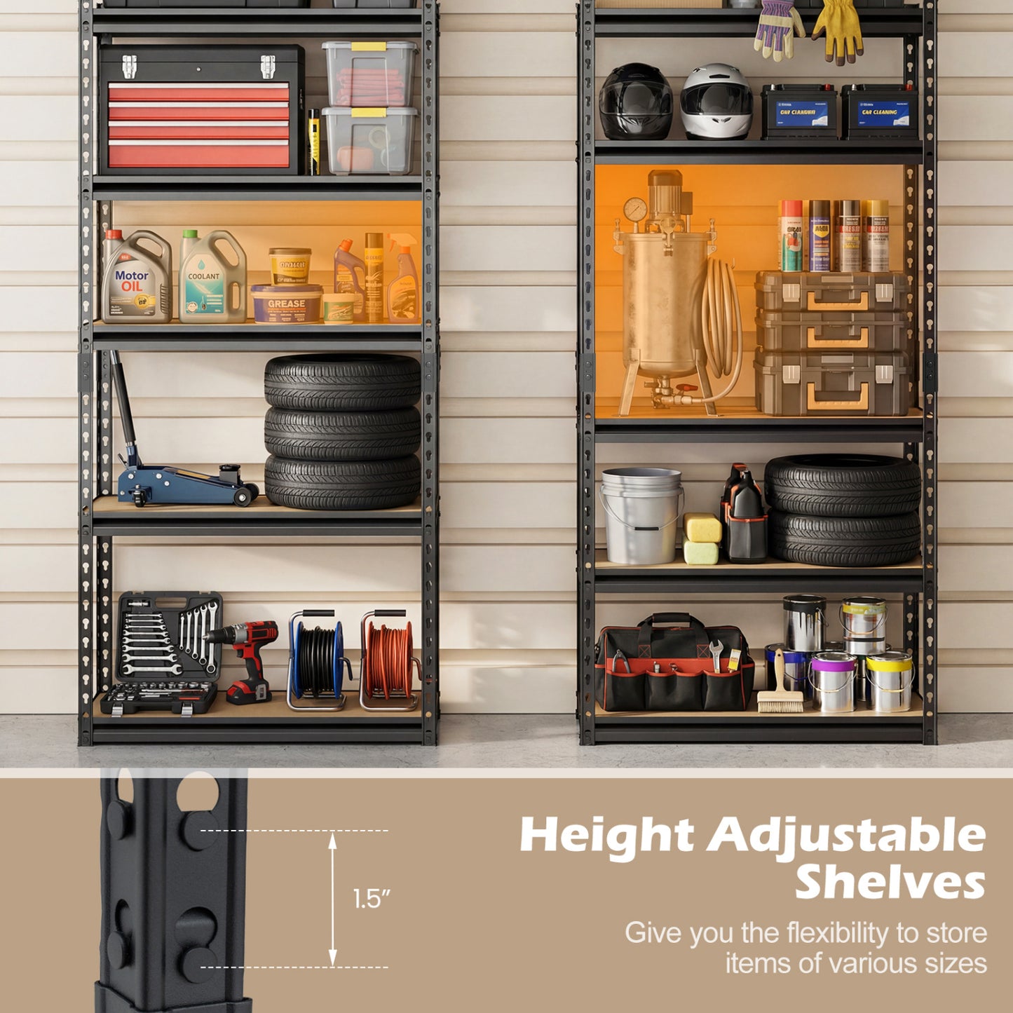 5-Tier Garage Shelving Unit, 2200 LBS Heavy Duty Metal Storage, Black Garages at Gallery Canada