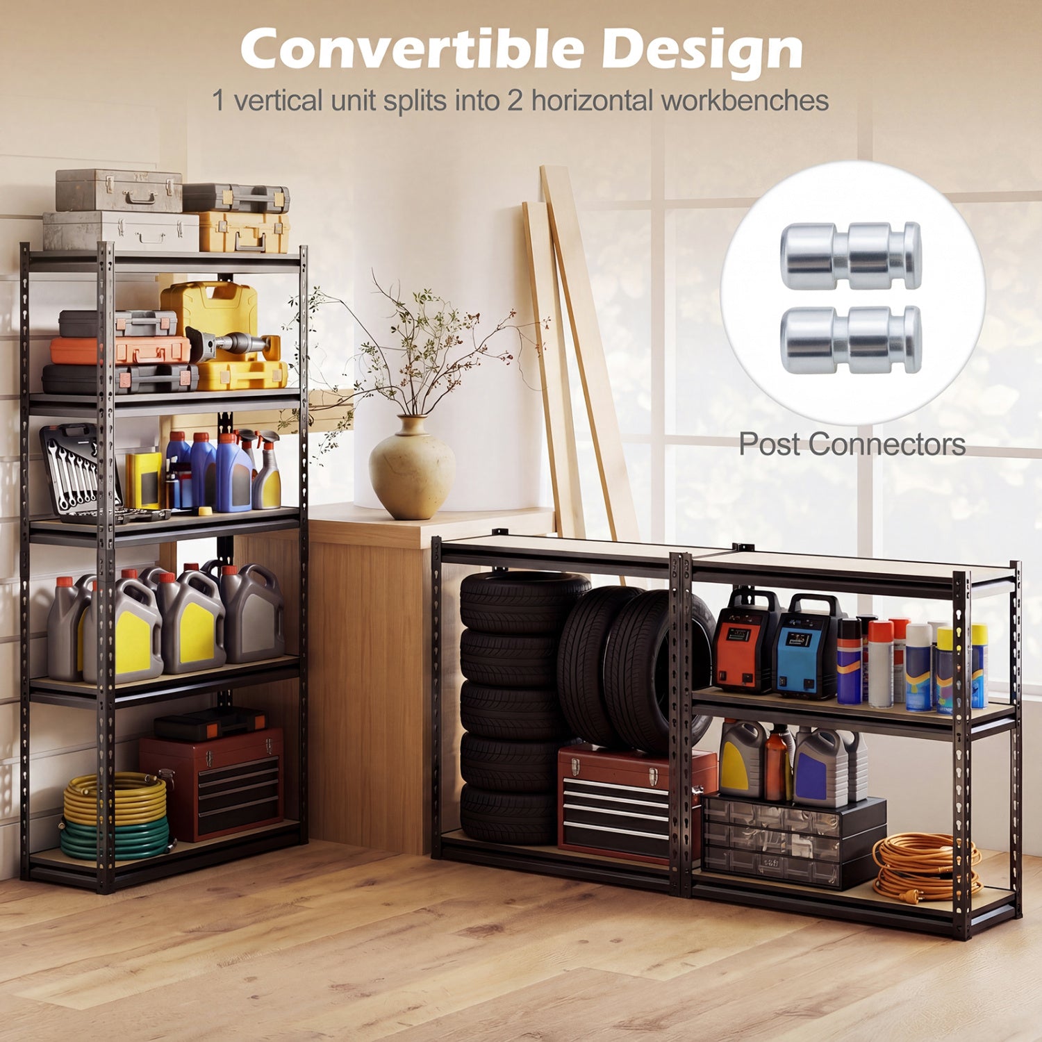 5-Tier Garage Shelving Unit, 2200 LBS Heavy Duty Metal Storage, Black Garages at Gallery Canada