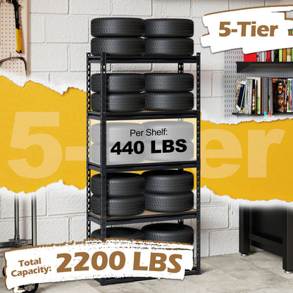 5-Tier Garage Shelving Unit, 2200 LBS Heavy Duty Metal Storage, Black Garages at Gallery Canada