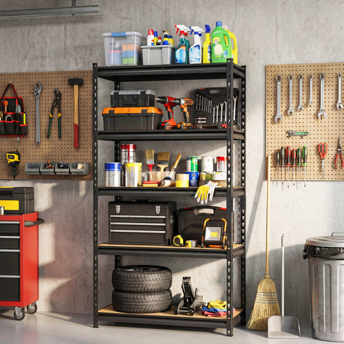 5-Tier Garage Shelving Unit, 2200 LBS Heavy Duty Metal Storage, Black