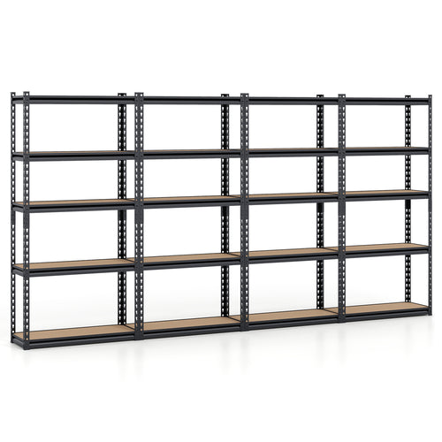 5-Tier Garage Shelving Unit, 2200 Lbs Heavy Duty, Set Of 4, Black