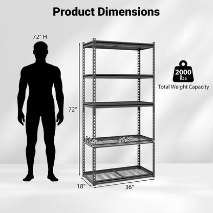 5-Tier Metal Shelving Unit, Adjustable Wire Rack, Set of 2, Black Sheds & Outdoor Storage at Gallery Canada
