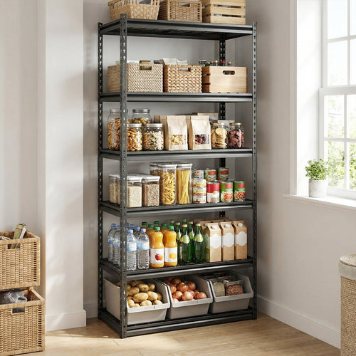 5-Tier Metal Shelving Unit, Adjustable Wire Rack Set of 4, Black