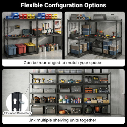 5-Tier Metal Shelving Unit, Adjustable Wire Rack Set of 4, Black Sheds & Outdoor Storage at Gallery Canada