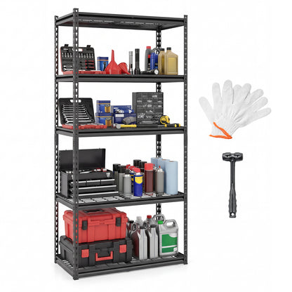 5-Tier Heavy-Duty Metal Shelving Unit, Adjustable Wire Rack, Black Sheds & Outdoor Storage Black at Gallery Canada