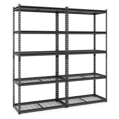 5-Tier Metal Shelving Unit, Adjustable Wire Rack, Set of 2, Black Sheds & Outdoor Storage Black at Gallery Canada
