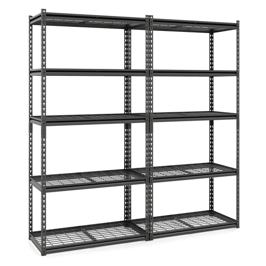 5-Tier Metal Shelving Unit, Adjustable Wire Rack, Set of 2, Black Sheds & Outdoor Storage Black at Gallery Canada