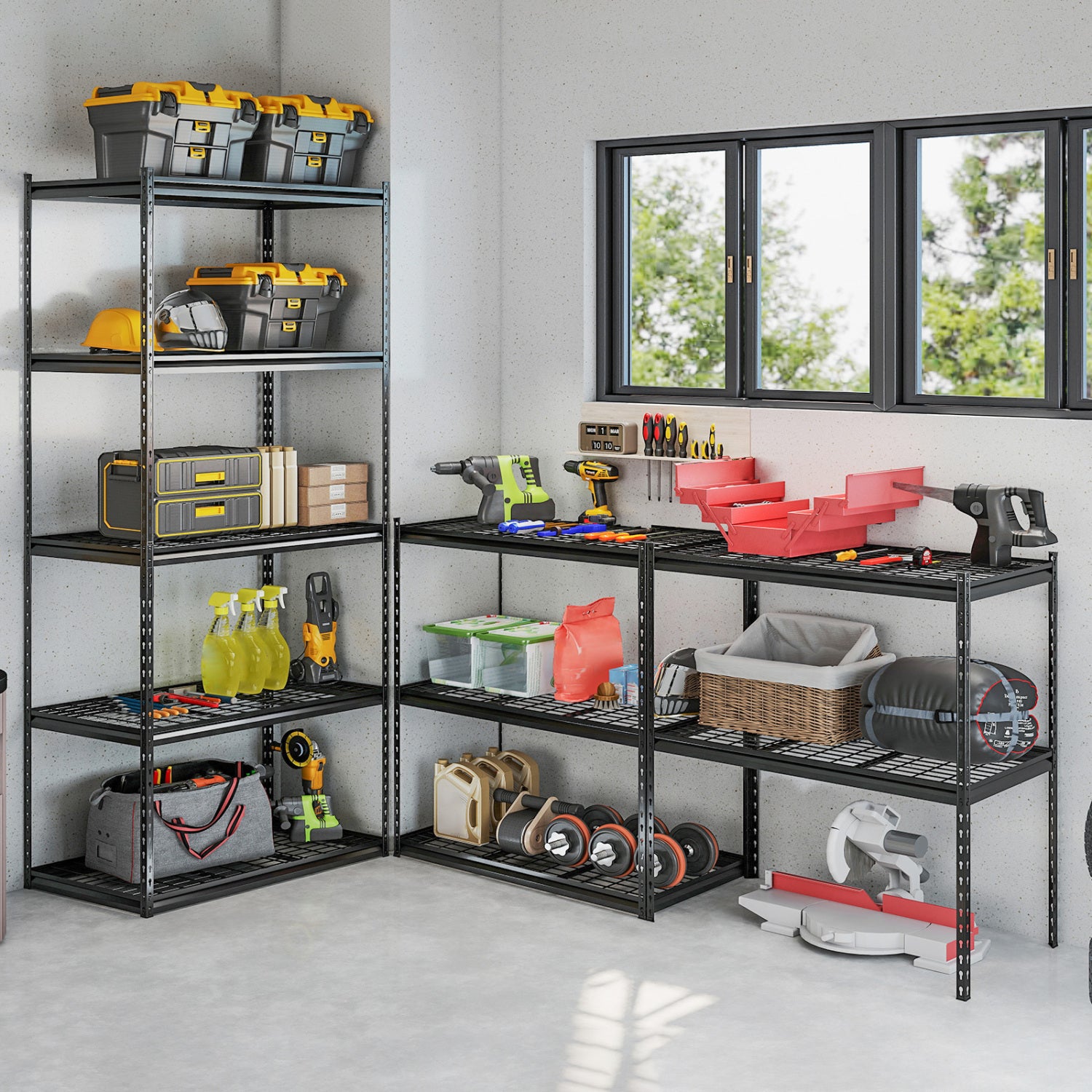 5-Tier Metal Shelving Unit, Adjustable Wire Rack, Set of 2, Black Sheds & Outdoor Storage at Gallery Canada