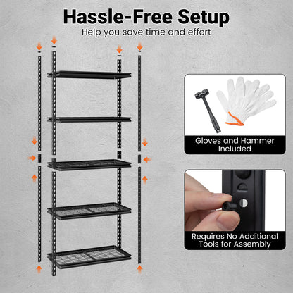 5-Tier Metal Shelving Unit, Adjustable Wire Rack, Set of 2, Black Sheds & Outdoor Storage at Gallery Canada