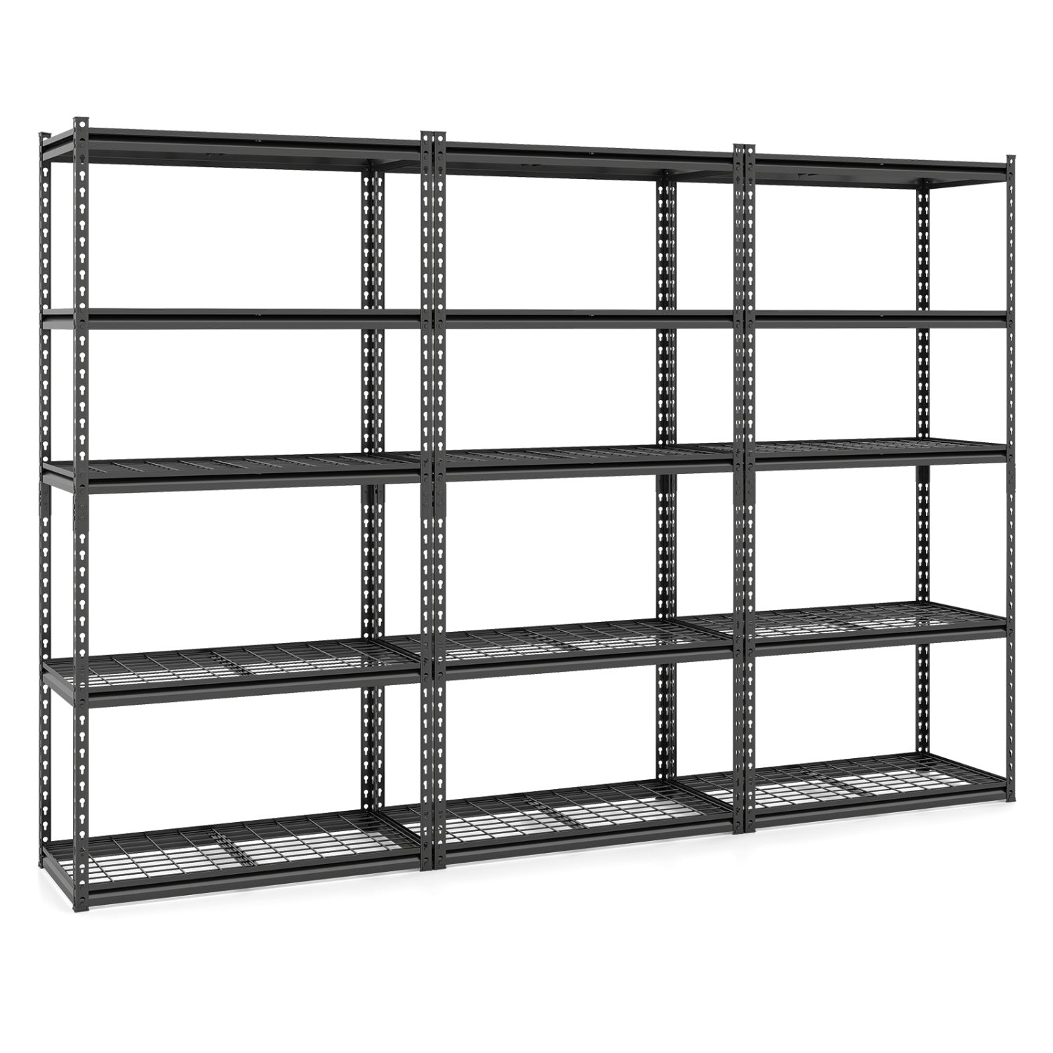 5-Tier Metal Shelving Unit, Adjustable Wire Rack Set of 3, Black Sheds & Outdoor Storage at Gallery Canada