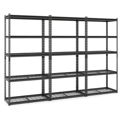 5-Tier Metal Shelving Unit, Adjustable Wire Rack Set of 3, Black Sheds & Outdoor Storage at Gallery Canada