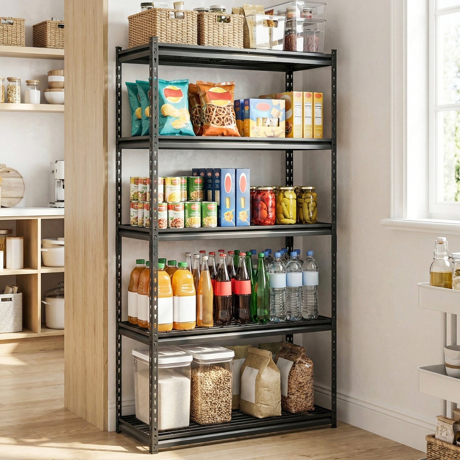 5-Tier Metal Shelving Unit, Adjustable Wire Rack Set of 3, Black Sheds & Outdoor Storage at Gallery Canada