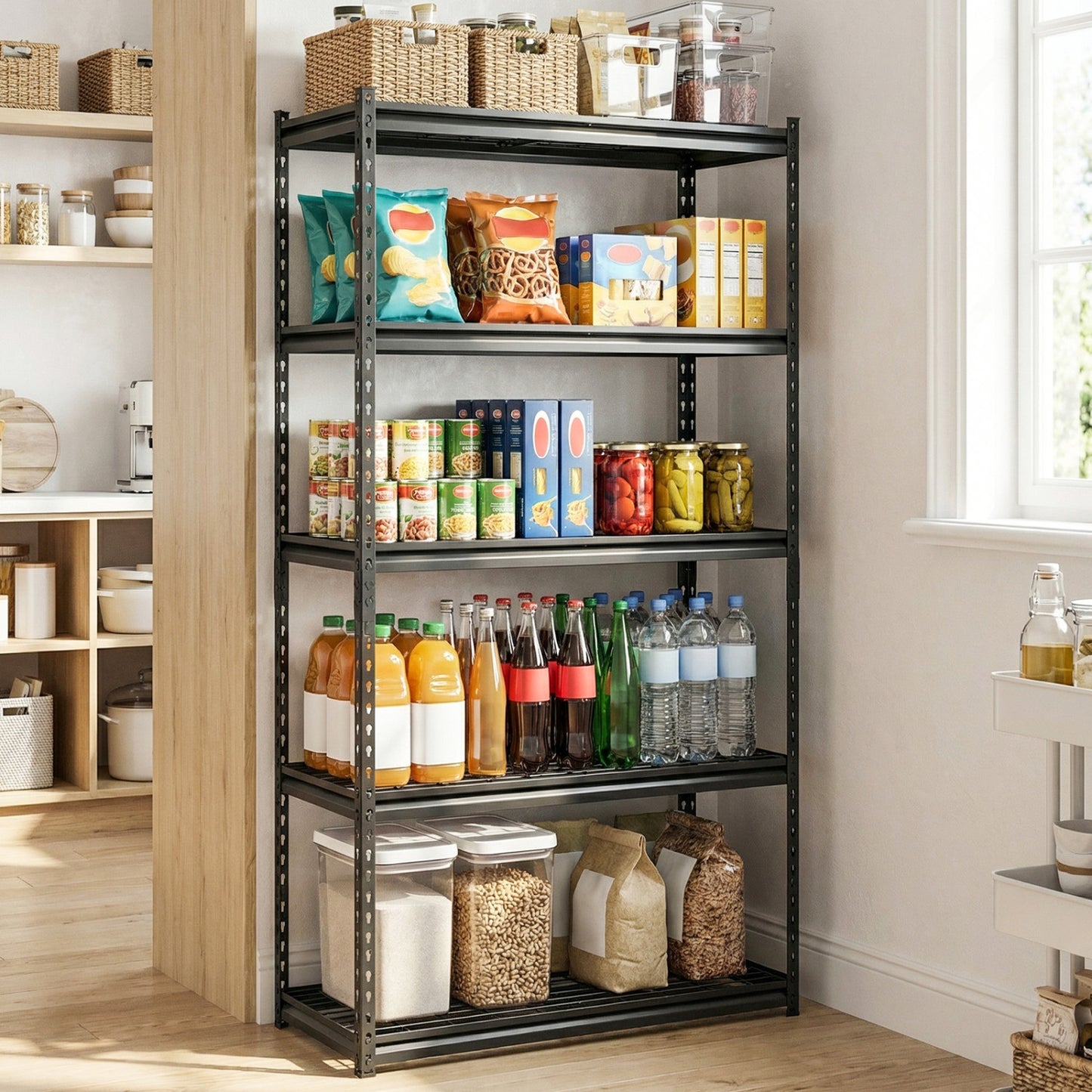5-Tier Metal Shelving Unit, Adjustable Wire Rack Set of 3, Black Sheds & Outdoor Storage at Gallery Canada