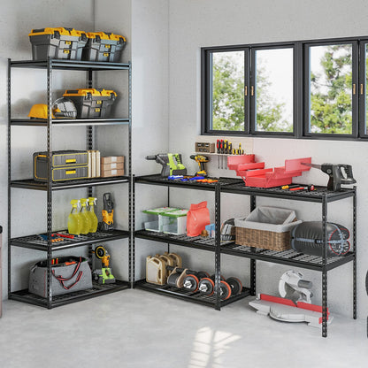 5-Tier Metal Shelving Unit, Adjustable Wire Rack Set of 3, Black Sheds & Outdoor Storage at Gallery Canada