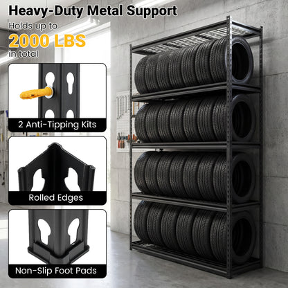 5-Tier Metal Shelving Unit, Adjustable Wire Rack Set of 3, Black Sheds & Outdoor Storage at Gallery Canada