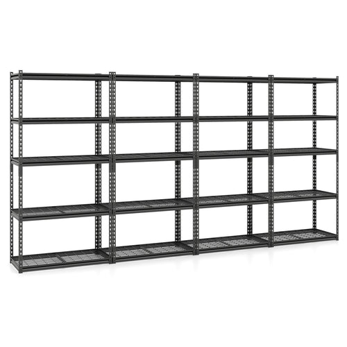 5-Tier Metal Shelving Unit, Adjustable Wire Rack Set of 4, Black