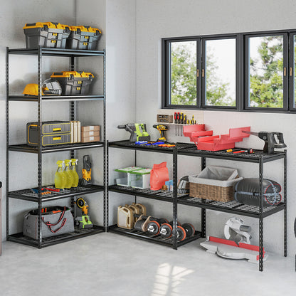 5-Tier Metal Shelving Unit, Adjustable Wire Rack Set of 4, Black Sheds & Outdoor Storage at Gallery Canada