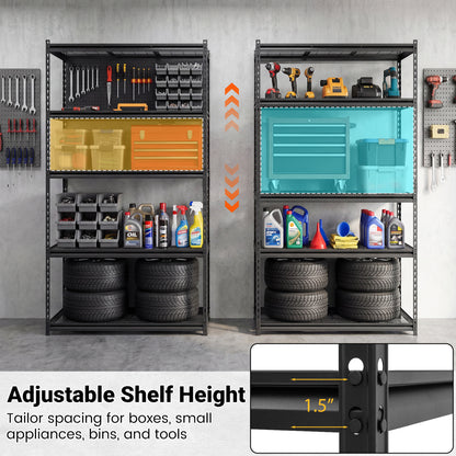 5-Tier Metal Shelving Unit, Adjustable Wire Rack Set of 4, Black Sheds & Outdoor Storage at Gallery Canada