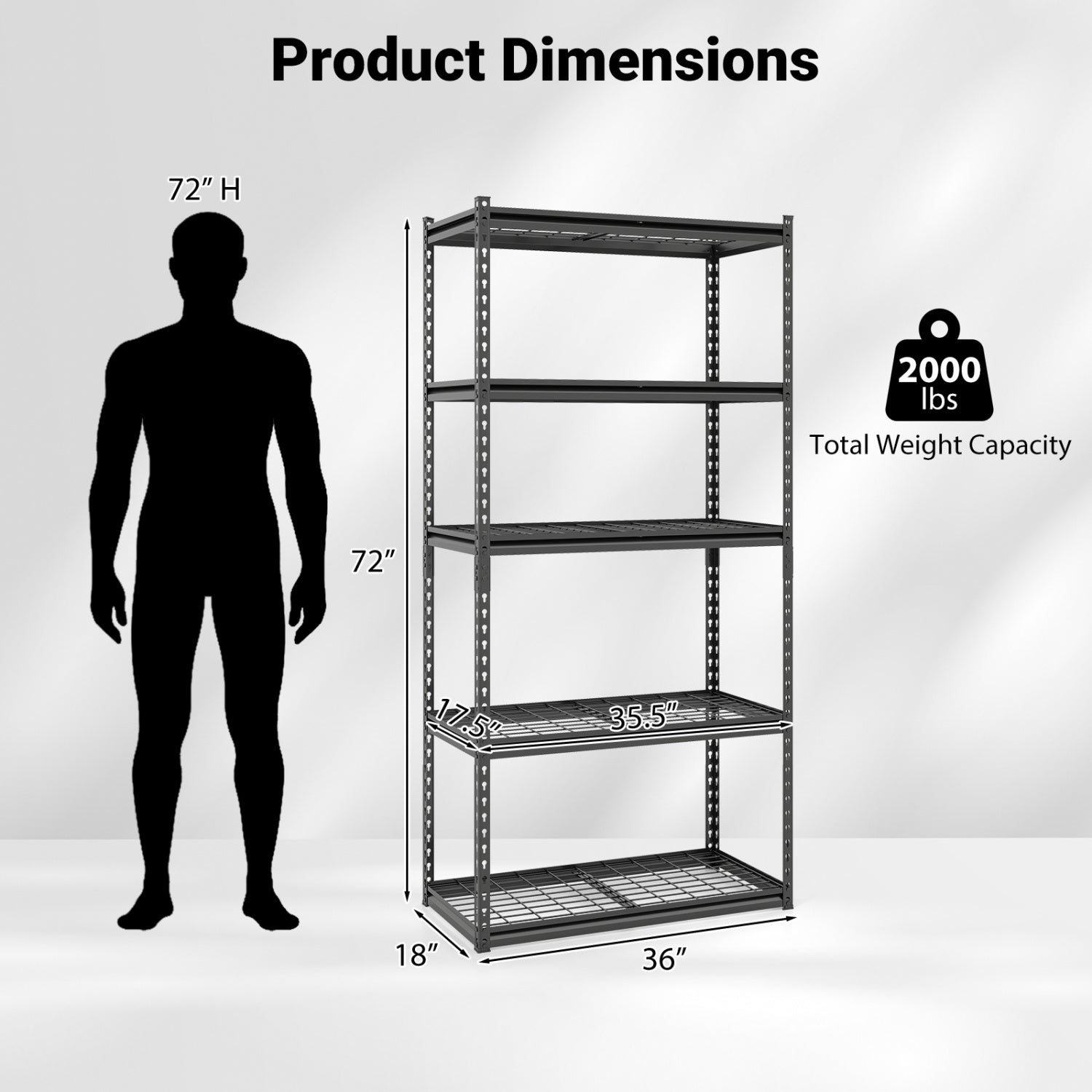 5-Tier Metal Shelving Unit, Adjustable Wire Rack Set of 4, Black Sheds & Outdoor Storage at Gallery Canada