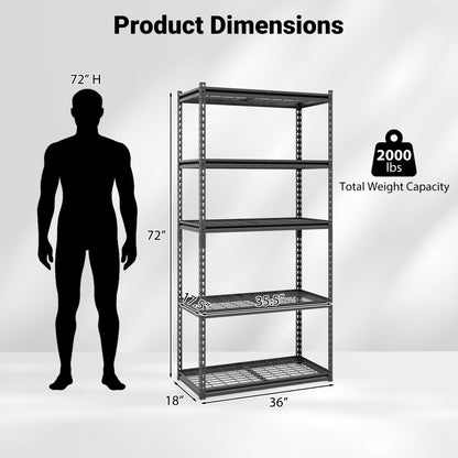 5-Tier Metal Shelving Unit, Adjustable Wire Rack Set of 4, Black Sheds & Outdoor Storage at Gallery Canada