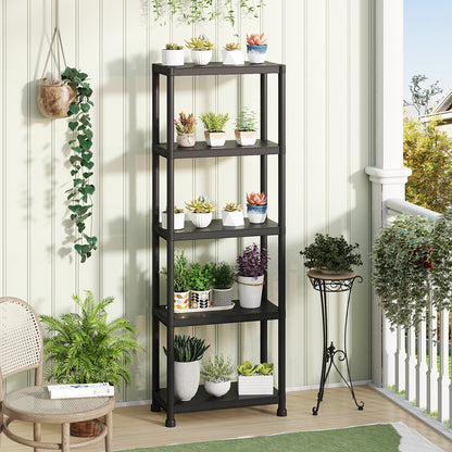 5-Tier Heavy-Duty Plastic Storage Shelves, Black