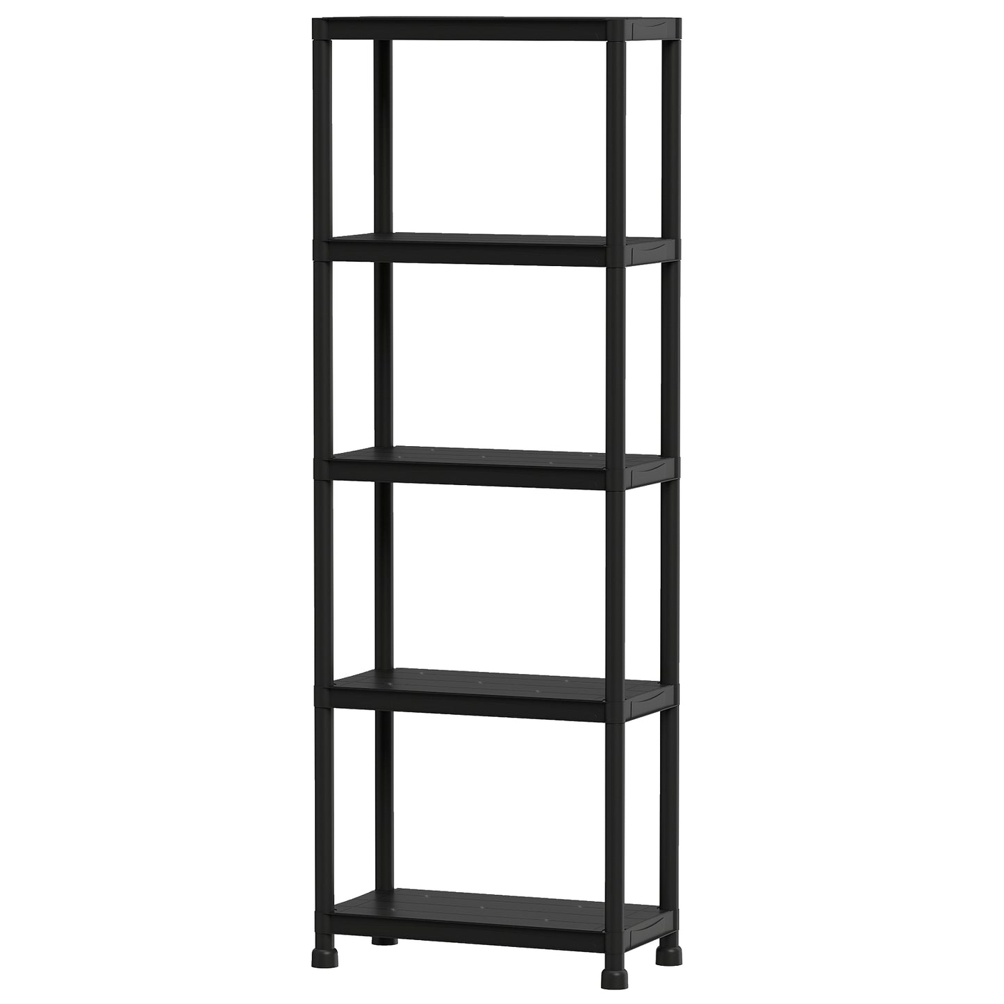 5-Tier Heavy-Duty Plastic Storage Shelves, Black
